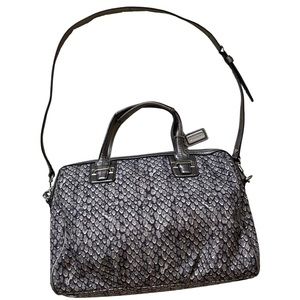 Coach Taylor Snake Print Satchel Bag Gun Metal gray